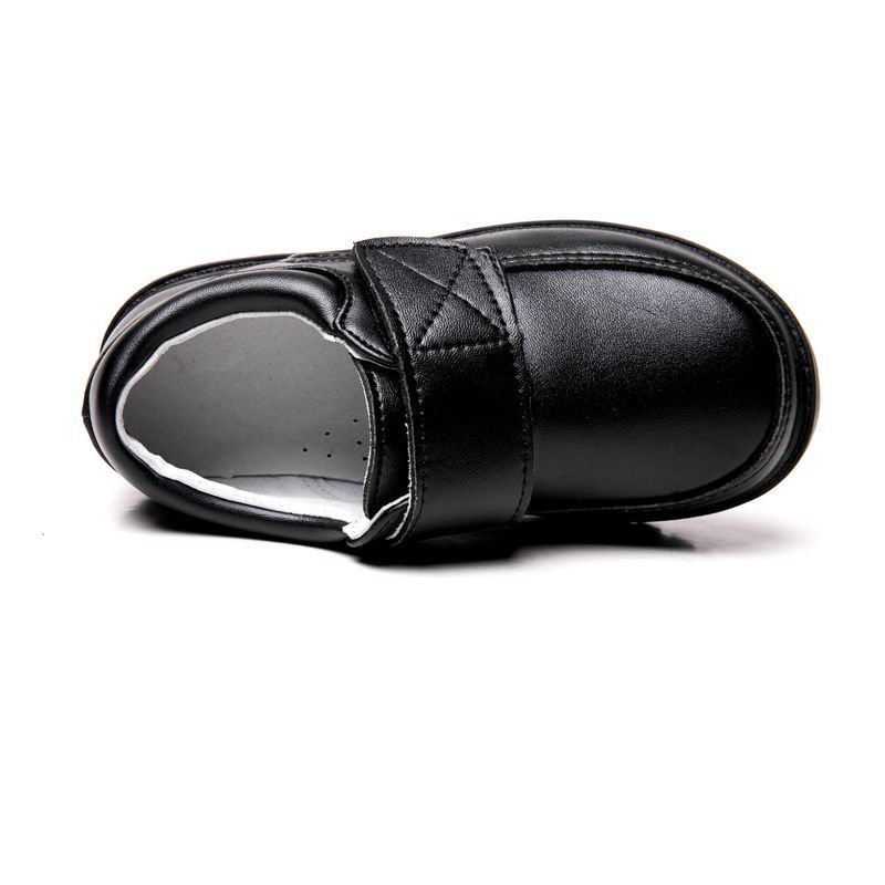 Boys Black Student Velcro British Leather Shoes - Boys’ shoes