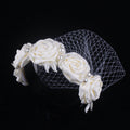 Bridal Large Flower Satin Veil Hair Hoop Headdress Wedding Dress Accessories - White