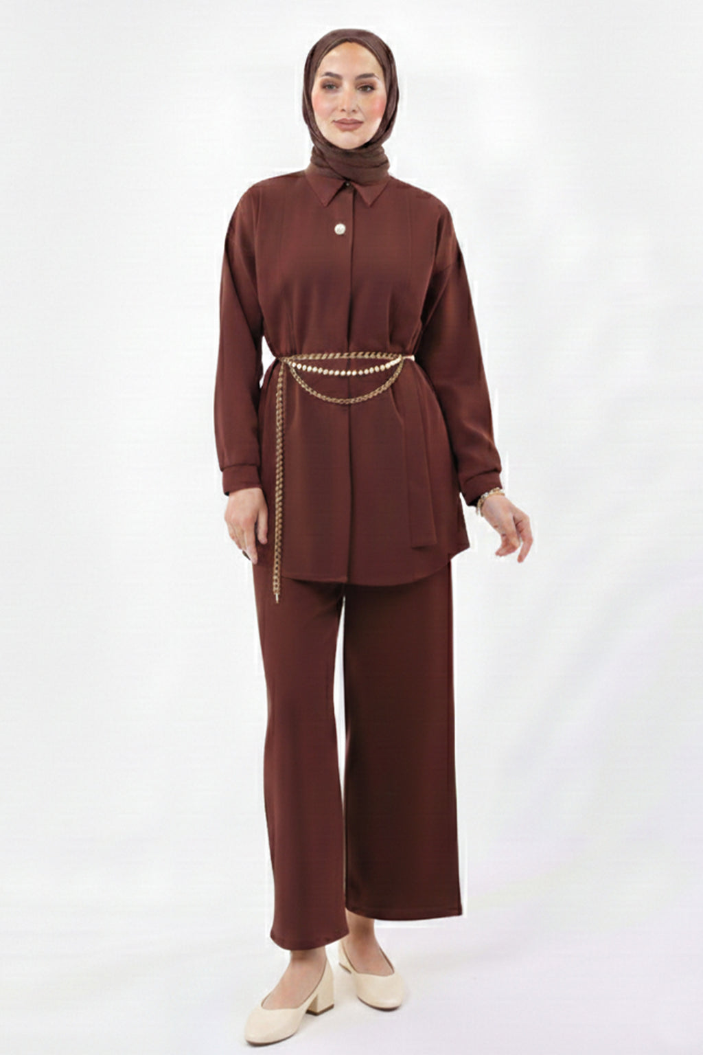 Mec Brooch Detailed Hijab Two-piece Set