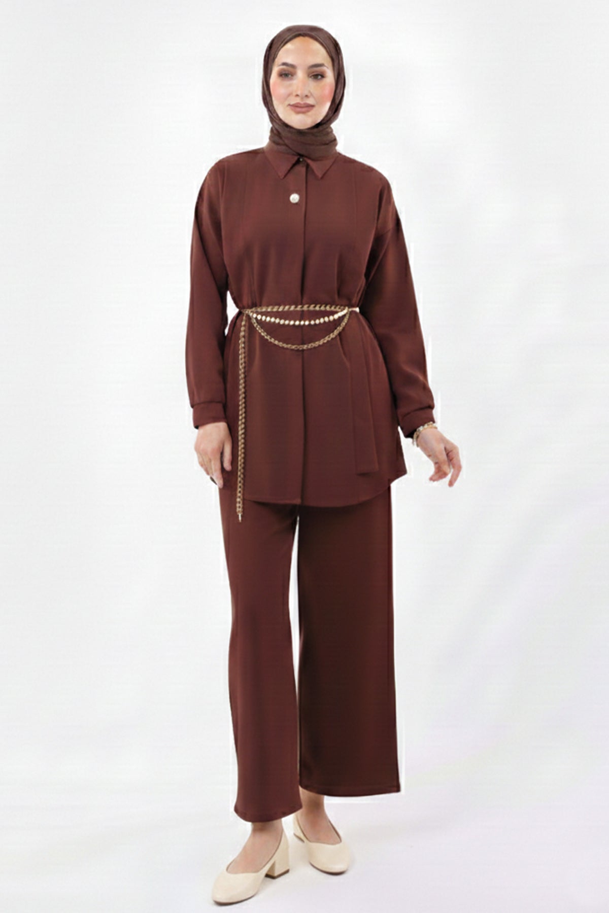 Mec Brooch Detailed Hijab Two-piece Set