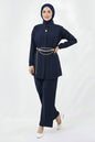 Brooch Detailed Hijab Two-piece Set | Navy Blue – NEOMODEST product image 1