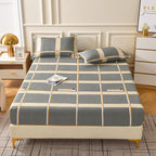 Brushed Fitted Bedsheet with Printed Pillowcases - City YOOGE / 120x200x25cm - Fitted sheet with pillow covers