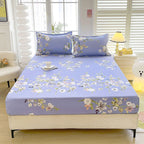 Brushed Fitted Bedsheet with Printed Pillowcases - Fitted sheet with pillow covers