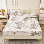 Brushed Fitted Bedsheet with Printed Pillowcases - Time In The Water / 120x200x25cm - Fitted sheet with pillow covers