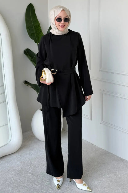Buckled Two-piece Set | Black – NEOMODEST product image 2