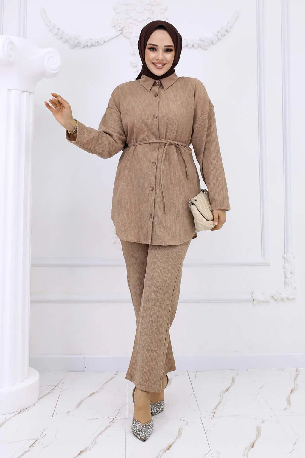 Mec Bürümcük Double Suit With Waist Belt