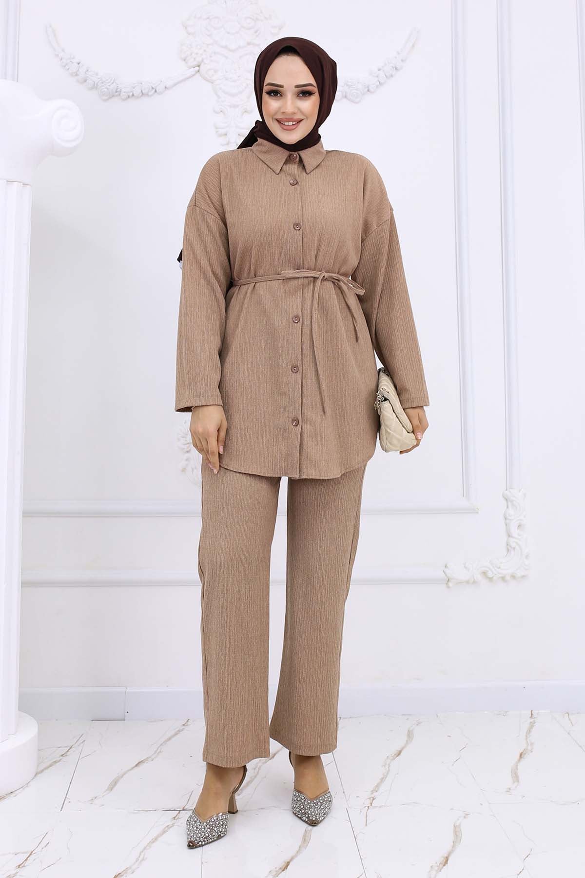 Mec Bürümcük Double Suit With Waist Belt