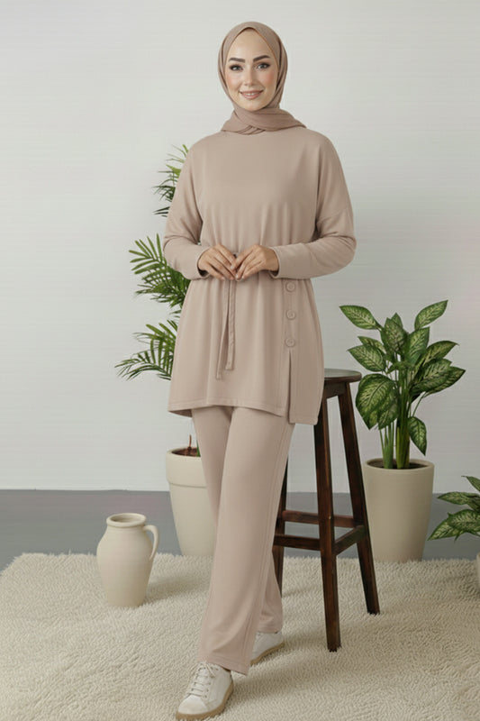 Button Detail Tunic Set | Vison – NEOMODEST product image 1