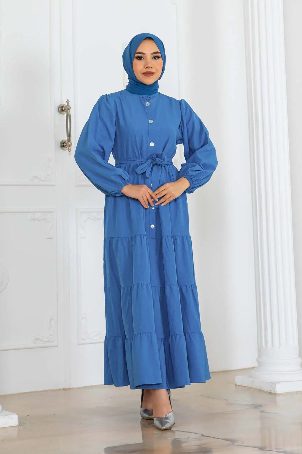 Mec Buttoned Embossed Patterned Dress