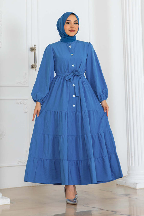 Mec Buttoned Embossed Patterned Dress