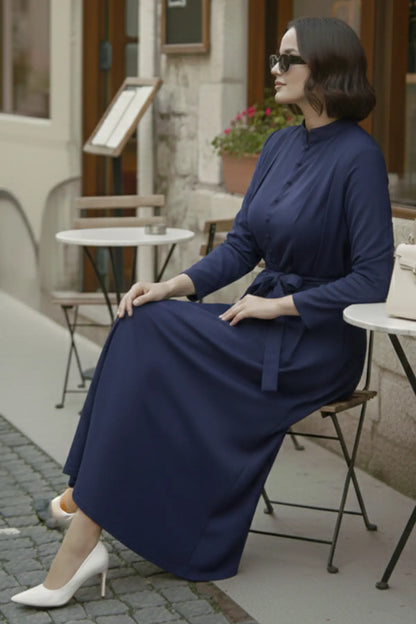 Buttoned Hijab Dress | Indigo – NEOMODEST product image 3