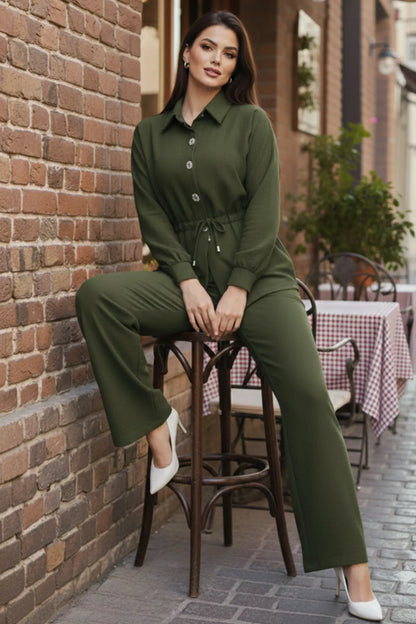 Buttoned Two-piece Set | Khaki – NEOMODEST product image 3