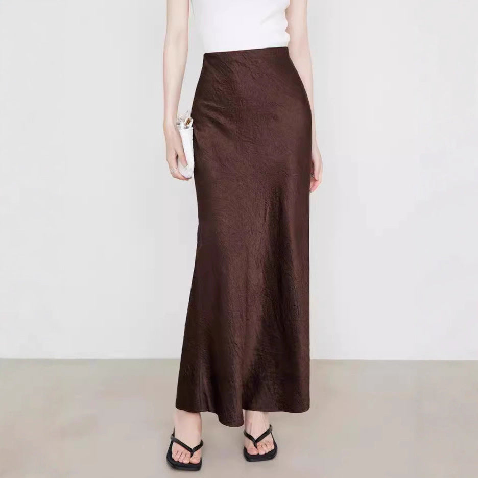 Satin Midi Skirt | High-Waist Elastic Waistband | Modest Elegance