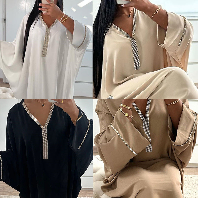 Versatile Bat Sleeve Abaya Cape Dress, Middle Eastern Robe