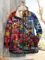 Women's Digital Printed Floral Jacket-Vintage Inspired Winter Jacket