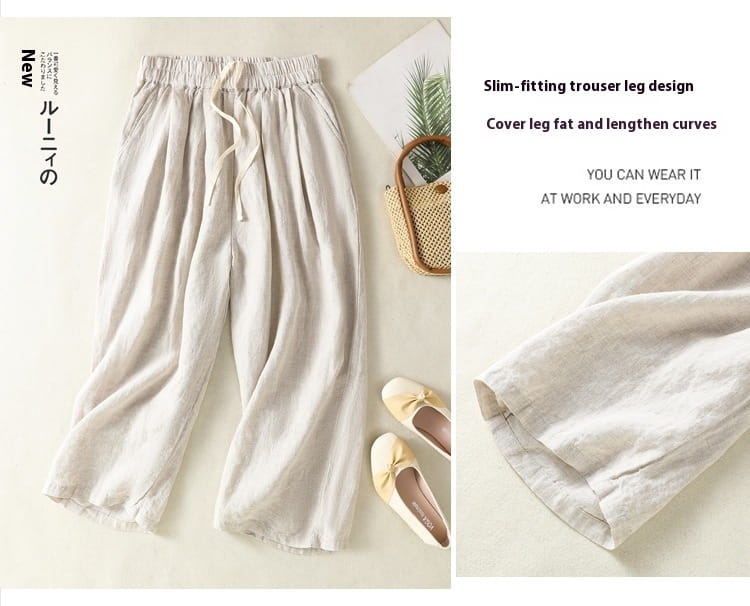 Women’s Wide Leg Cotton Linen Summer Pants