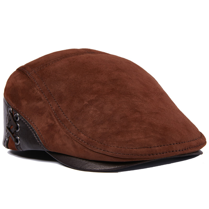 Genuine Leather Flat Cap for Men