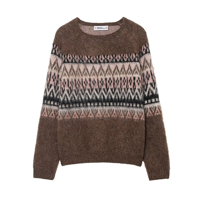 Women's Retro-style Jacquard Knit Sweater