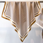 Women's Premium Twill Silk Scarf, Large Printed 90/90cm Striped Square Scarf
