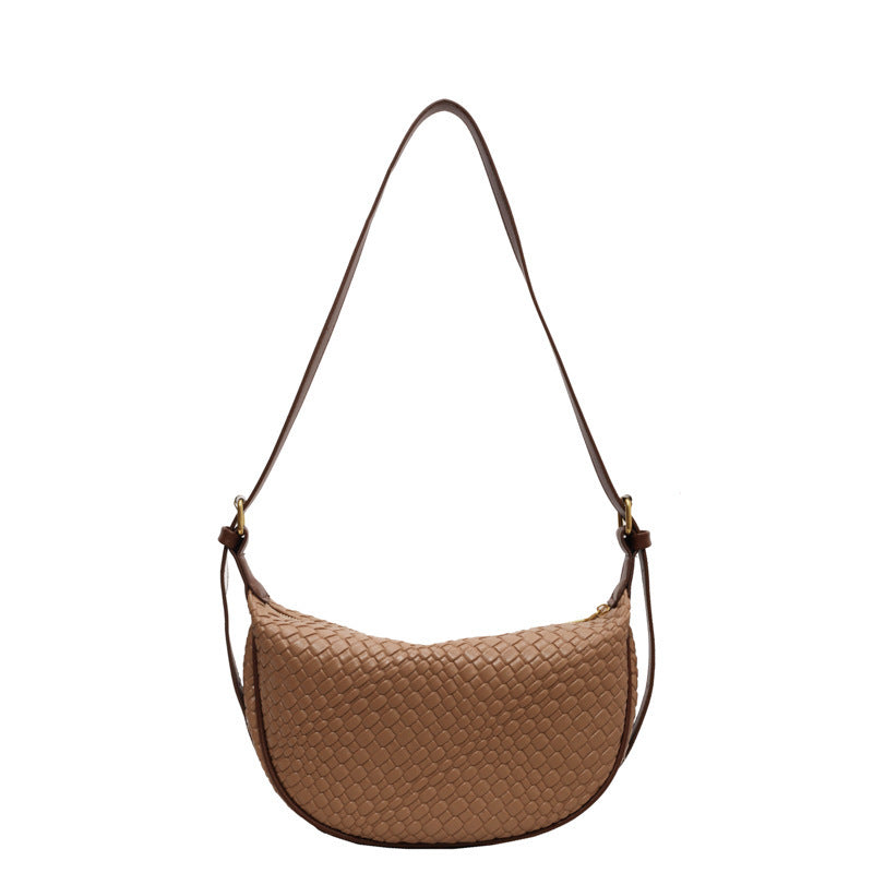 Casual Crossbody Shoulder Bag - Khaki With Brown - Bag