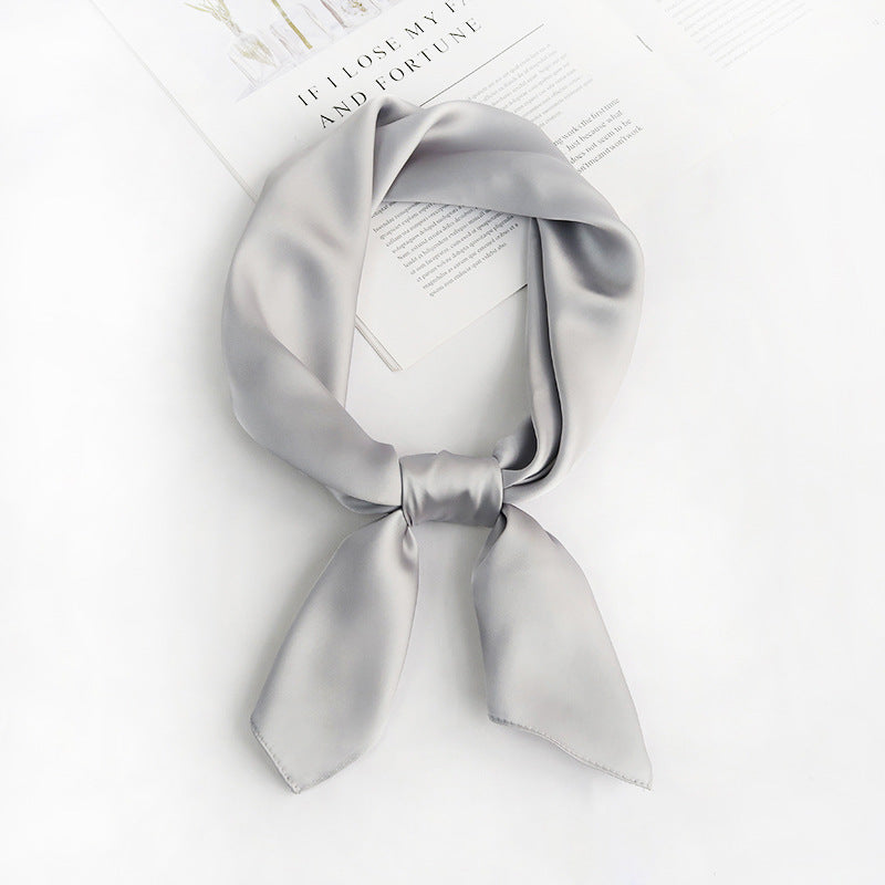 Women's Silk Satin Square Scarf, Decorative Silk Bandana, Solid Colour Hair Scarf
