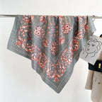 Women's Premium Twill Silk Scarf, Large Printed 90/90cm Striped Square Scarf