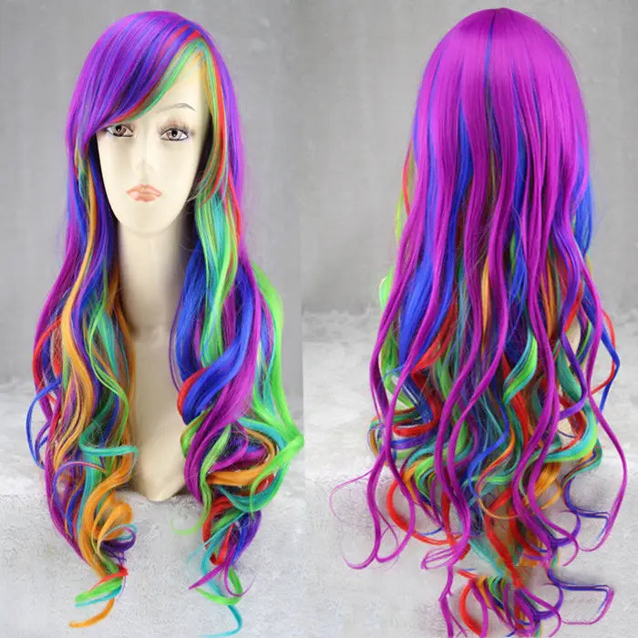 Colorful Rainbow Gradient Hairstyle Wigs