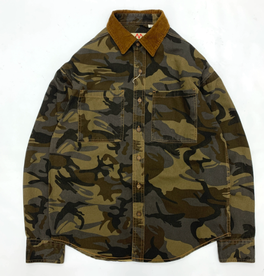 Men's Retro Camouflage Corduroy Shirt | Japanese-Inspired Lapel Design