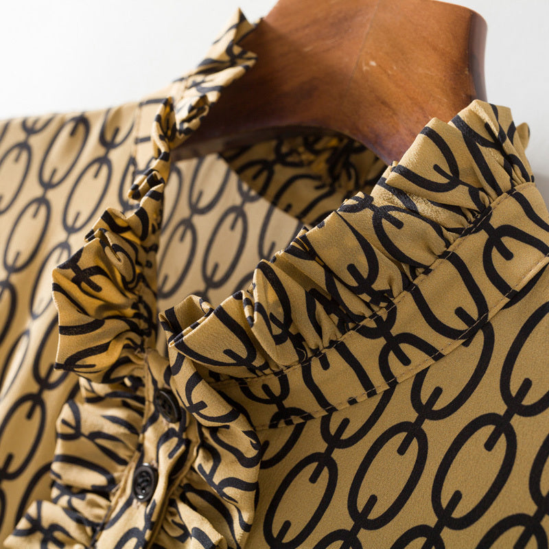 Chain Print Silk Dress Modest Dress