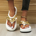Chain Slippers Summer Fashion Thong Sandals Flip Flops Large Size Herringbone Shoes - White / 35 - Slippers