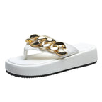 Chain Slippers Summer Fashion Thong Sandals Flip Flops Large Size Herringbone Shoes - Slippers