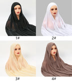 Chiffon Magnetic Buckle Fixed Anti-drop Hijab - Dark grey / 175CM - Hijab