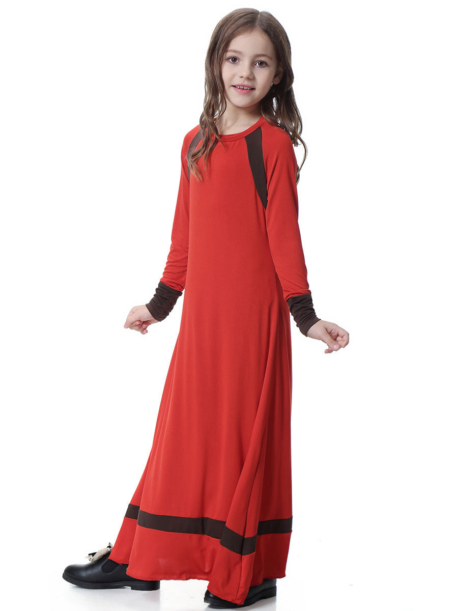 Children’s Abaya Dress Long-sleeved Modest Dress for Girls Kids’ Modest Dress - Red / XL - Children’s Abaya Dress
