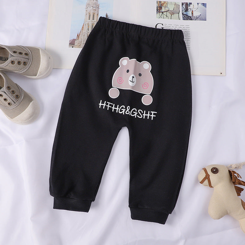 Children’s Animal Print Spring And Summer Pants - Black / 100 - Children’s Bottoms