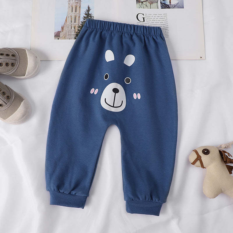 Children’s Animal Print Spring And Summer Pants - Blue / 100 - Children’s Bottoms