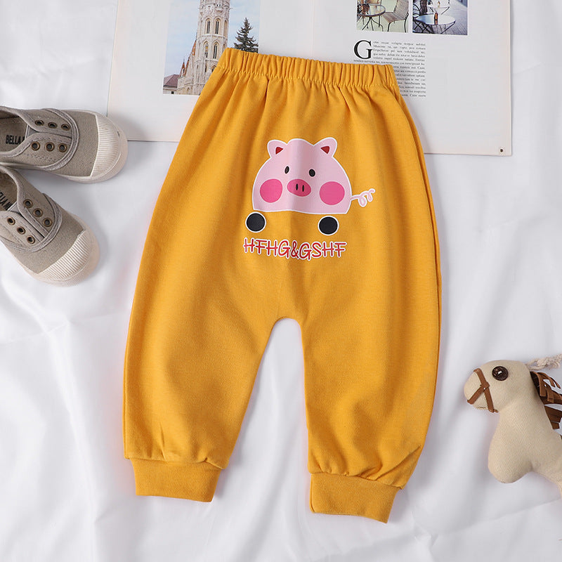 Children’s Animal Print Spring And Summer Pants - Yellow / 100 - Children’s Bottoms