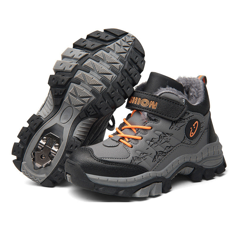 Children’s Cotton Shoes Boys Cotton Hiking Shoes - Grey black / 30 - Boys’ shoes