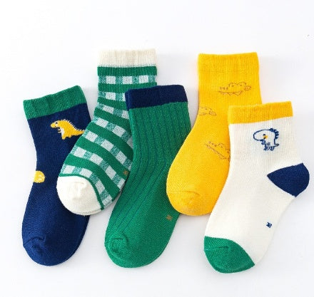Children’s Cotton Socks - Plaid Dinosaur / 12cm - Kids’ Socks