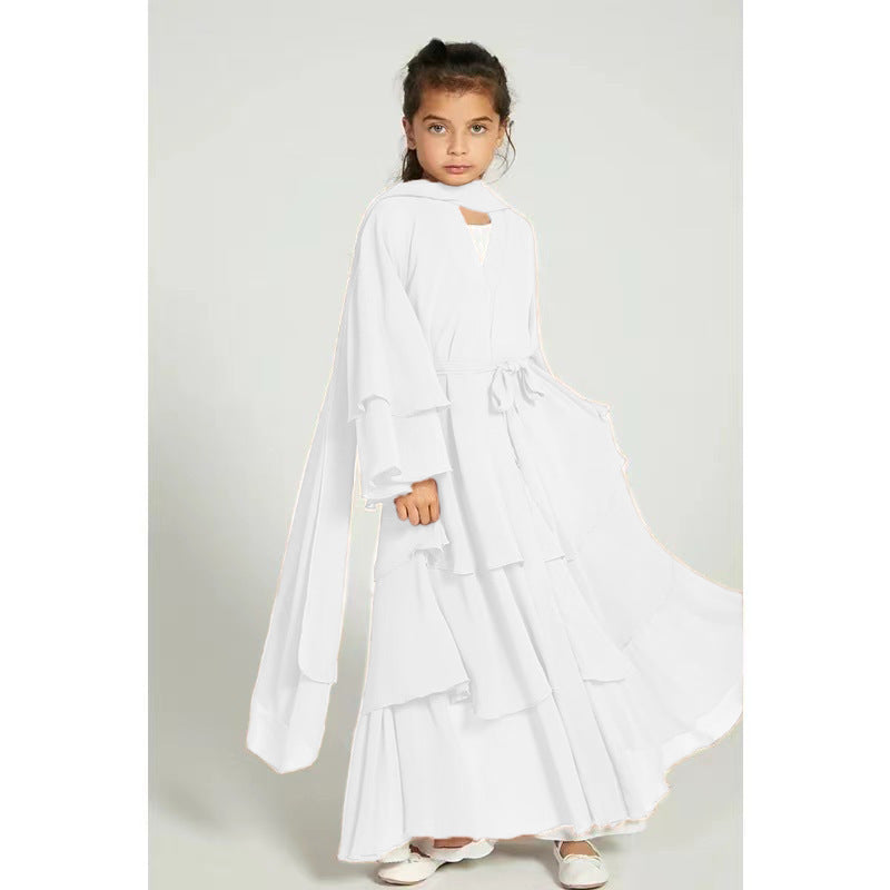 Children’s Elegant Three-layer Chiffon Dress Children’s Hijab Dress Kids’ Modest Clothging - Children’s Hijab Dress