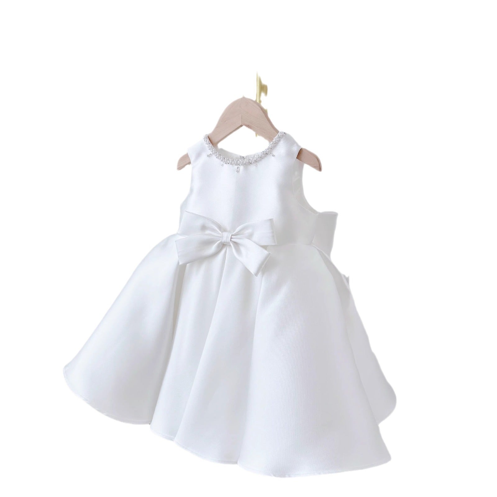 Children’s Korean Style Dress White Classic Two-pieces Set