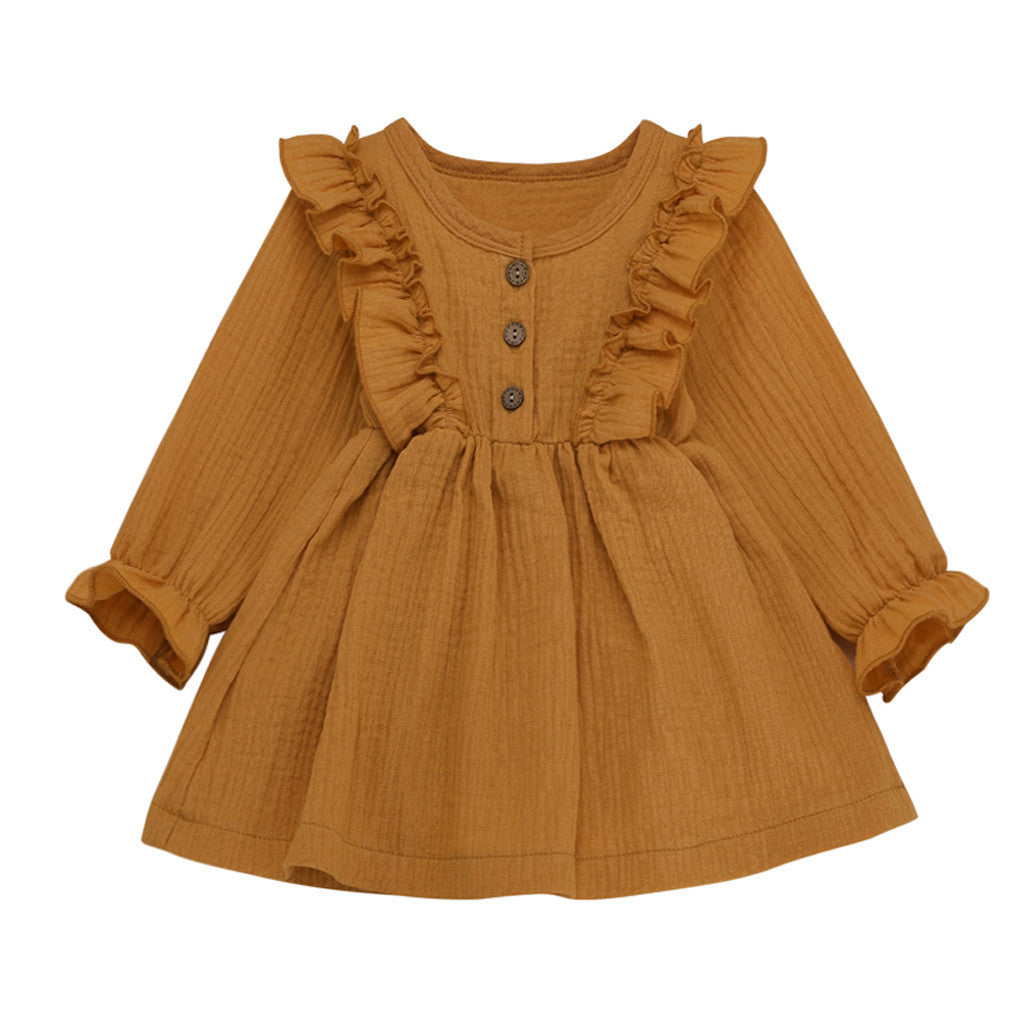 Children’s Long Sleeve Dress - Yellow / 100cm - Baby Girls’ Dress