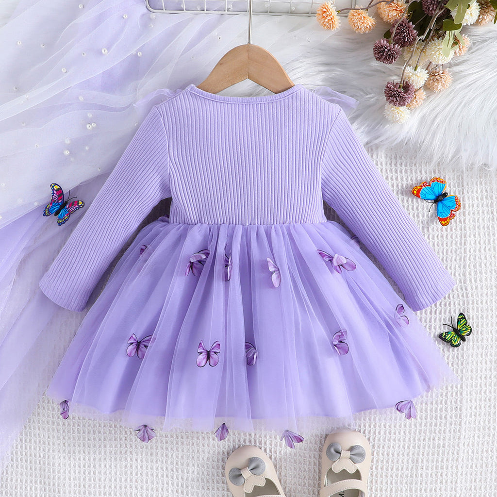 Children’s Long Sleeved Mesh Dress - kids modest dress