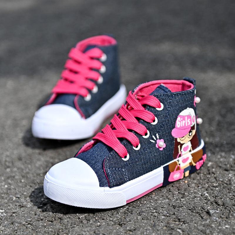 Children’s Shoes Girls’ Canvas Sneakers - Dark Blue / 27 - Girls’ sneakers