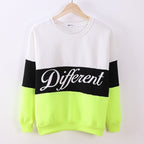 Colorblock Alphabet Sweatshirt - White green / 3XL