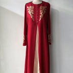 Contrast Colour Slim Fit Gilding Stitching Abaya