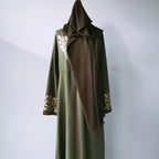 Contrast Colour Slim Fit Gilding Stitching Abaya