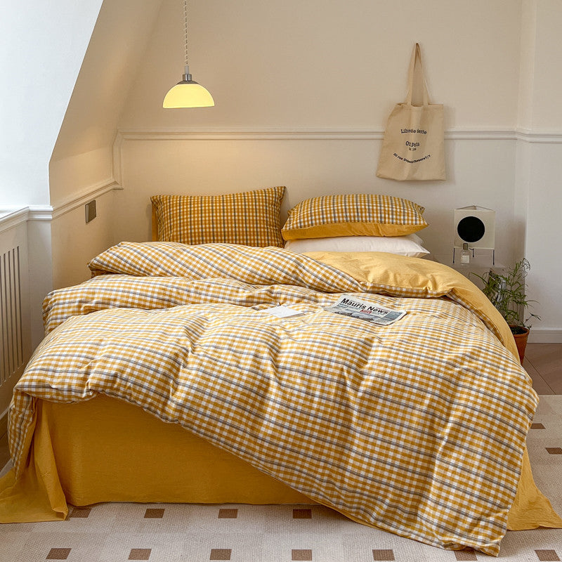 Cotton Washed Premium Cotton Bed Sheets - Impression Yellow / Bed sheet / 1.2M - Bed sheets