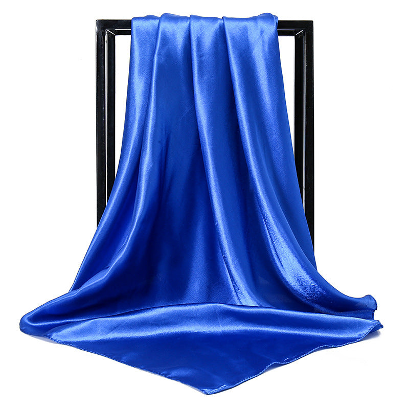 Ladies' Solid Colour Silk Satin Square Scarf, 90/90cm Headscarf, Flight Attendants' Neckerchiefs