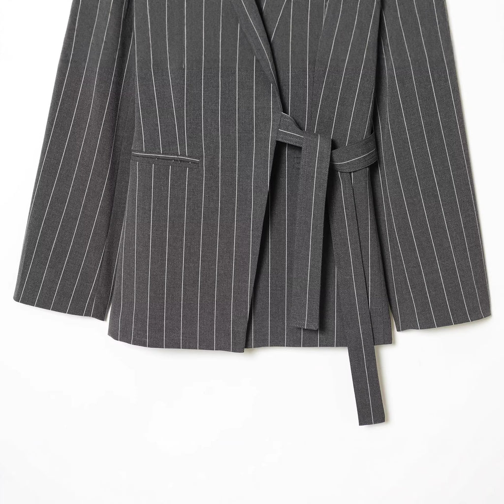 Women’s Stylish Wrap-style Belted Casual Suit