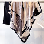 Women's Premium Twill Silk Scarf, Large Printed 90/90cm Striped Square Scarf